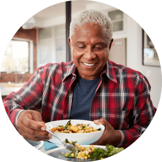 man eating with dentures